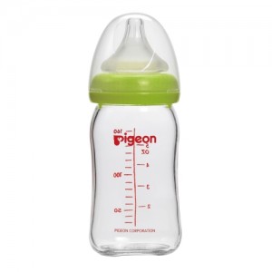 Pigeon 寬口母乳實感玻璃奶瓶160ml/綠