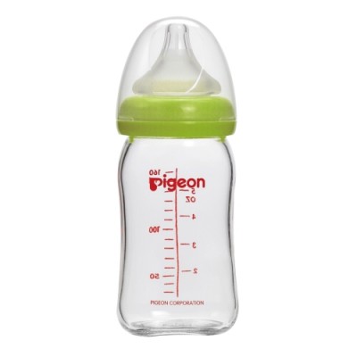 Pigeon 寬口母乳實感玻璃奶瓶160ml/綠